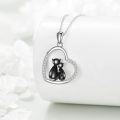 wholesale 925 Sterling Silver Black Cats in Heart Shape Pendant Necklace for Women-0-1
