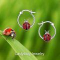 wholesale 925 Sterling Silver Ladybug Huggie Hoop Earrings for Women-0-5