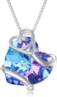 wholesale 925 Sterling Silver Nurse Necklace with Heart-Shaped Crystal Pendant and Caduceus Gifts for Women-C-Stethoscope Necklace-Purple Heart Crystal