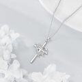 wholesale 925 Sterling Silver Cross with Fish and Waves Charm Pendant Necklace for Women-0-4
