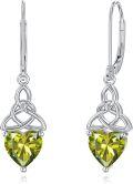 wholesale 925 Sterling Silver Heart Birthstone Celtic Knot Dangle Leverback Earrings-0-35
