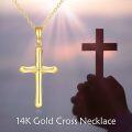wholesale 14K Yellow Gold Simple Cross Pendant Necklace for Women Girls Mother Wife-0-5