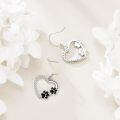 wholesale 925 Sterling Silver Paw Print Heart Drop Earrings - Adorable Animal Lover Gift for Her-0-2