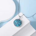 wholesale 925 Sterling Silver Turquoise Necklace with Round Stone on 18-Inch Chain-0-1
