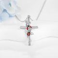 wholesale 925 Sterling Silver Ladybug Cross Pendant Necklace with Chain for Women-0-2