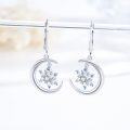 wholesale 925 Sterling Silver Blue Crystal Snowflake Leverback Dangle Earrings for Women Holiday  Ideas-0-2