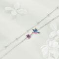 wholesale 925 Sterling Silver Hummingbird & Flower Charm Ankle Anklet for Women and Girls Gift Ideas-0-3