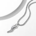 wholesale  & 925 Sterling Silver Italian Horn Pendant Luck Charm Necklaces for Men Women - 24 Chain Length-0-2