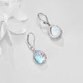 wholesale 925 Sterling Silver Blue Moonstone Birth Flower Filigree Teardrop Dangle Leverback Earrings-0-2