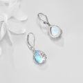 wholesale 925 Sterling Silver Blue Moonstone Birth Flower Filigree Teardrop Dangle Leverback Earrings-0-2