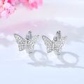 wholesale 925 Sterling Silver CZ Butterfly Huggie Hoop Earrings for Women Girls Minimalist  3 Pairs Set-0-1