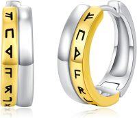 wholesale 925 Sterling Silver Viking Rune Huggie Hoop Earrings for Men & Women-Viking Earrings