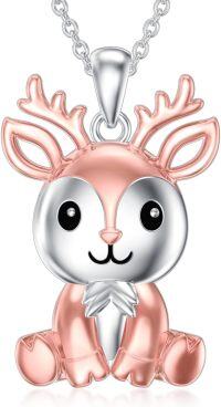 wholesale 925 Sterling Silver Reindeer Pendant Necklace for Women Girls  45cm Chain Length-05-Deer
