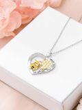 wholesale 925 Sterling Silver Bee Honeycomb Heart Pendant Necklace for Women-0-5