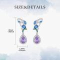 wholesale 925 Sterling Silver Purple Blue Green Teardrop Gemstone Drop Earrings-0-2