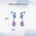 wholesale 925 Sterling Silver Purple Blue Green Teardrop Gemstone Drop Earrings-0-2