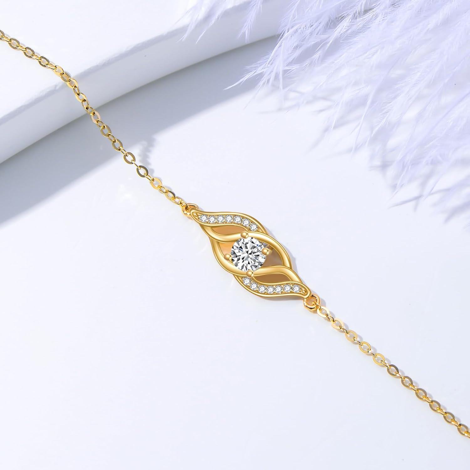 wholesale 18K Gold Diamond Accent Infinity Chain Bracelet for Women Valentines Gifts-0-3
