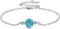 wholesale 925 Sterling Silver Turquoise Beaded Chain Ankle Bracelet for Women Beach Foot Jewelry-0-0