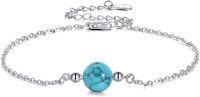 wholesale 925 Sterling Silver Turquoise Beaded Chain Ankle Bracelet for Women Beach Foot Jewelry-Turquoise Bracelet 1 Bead