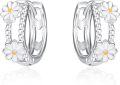 wholesale 925 Sterling Silver Daisy Huggie Hoop Earrings - Floral Jewelry for Women-0-0