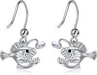wholesale 925 Sterling Silver Blue Opal Angler Fish Dangle Earrings s for Women Girls-undefined