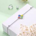 wholesale 925 Sterling Silver Puzzle Heart Charm Autism Awareness Bracelet with Colorful Enamel Accents - Adjustable Chain Gift for Women and Moms-0-2