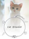 wholesale 925 Sterling Silver Cat Charm Bracelet With Paw Fish Charms-0-5