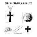 wholesale Silver Plated Copper Black Onyx Cross Cremation Urn Memorial Pendant Necklace-0-5