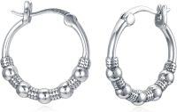wholesale 925 Sterling Silver Bali Style Beaded Round Huggies Earings for Women Gift Ideas-Boho Bali Hoop Earrings-16