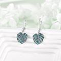 wholesale 925 Sterling Silver Turquoise Leaf Leverback Earrings-0-2