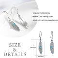 wholesale 925 Sterling Silver Turquoise & Moonstone Feather Drop Earrings-0-1