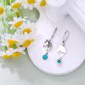 wholesale Sterling Silver Vintage Green Turquoise Elephant Fox Horse Dolphin Dangle Leverback Earrings-0-4