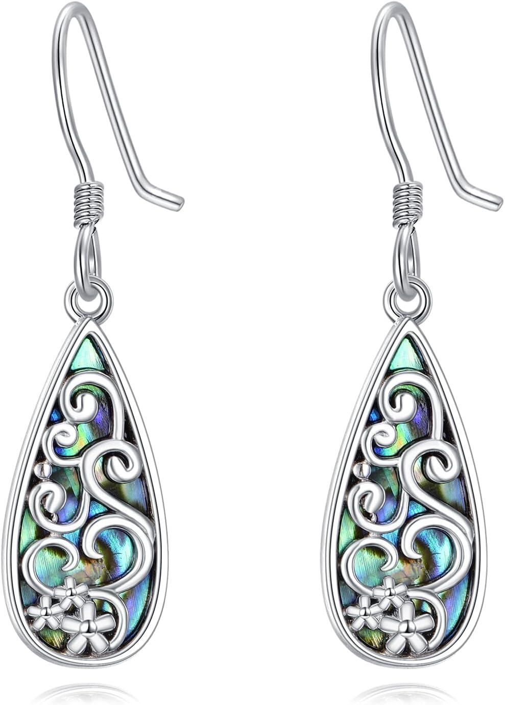 Sterling Silver Dolphin Teardrop Filigree Dangle Earrings for Women-Filigree Earrings