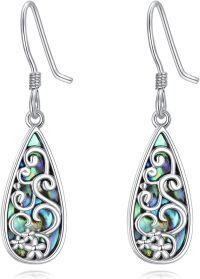 wholesale 925 Sterling Silver Abalone Shell Floral Drop Earrings for Women-Filigree Earrings