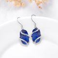 wholesale 925 Sterling Silver Lapis Lazuli Dangle Earrings Gemstone Fine Jewelry Birthday Christmas Gifts for Women Her-0-4