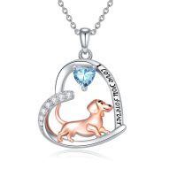 wholesale 925 Sterling Silver Corgi Love Forever Pendant Necklace-1-03-March