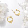 wholesale 925 Sterling Silver Bowknot Hoop Earrings for Women - Gold Tone 20mm Diameter-0-4