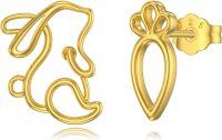 wholesale 14K Gold Cutout Bunny Stud Earrings Adorable Rabbit s for Girls and Women-Bunny Carrot Stud Earrings