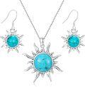 wholesale 925 Sterling Silver Amber Sun Pendant Necklace Western  for Women-0-5