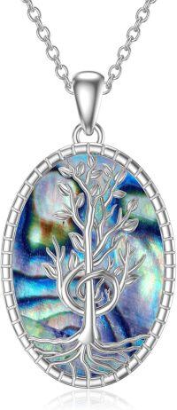 wholesale 925 Sterling Silver Abalone Shell Moonstone Tree of Life Pendant Necklace with 18 + 2 Extender Chain-Music Tree of Life