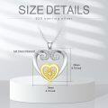 wholesale 925 Sterling Silver Double Heart Pendant with Gold Center and Cubic Zirconia Stones for Women-0-4