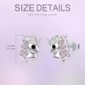 TOUPOP 925 Sterling Silver Crystal Unicorn Stud Earrings-0-4