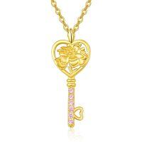 wholesale 925 Sterling Silver Heart Rose Key Pendant Necklace-10-Oct-Marigold