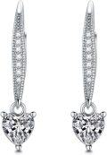 wholesale 925 Sterling Silver Moissanite Leverback Earrings, 1.0ct D Color Heart-Cut, Gift Box-0-5