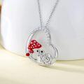 wholesale 925 Sterling Silver Heart-Shaped Red Polka Dot Mushroom and Snail Pendant Necklace for Women-0-4