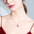 TOUPOP Sterling Silver Crystal Letter A Opal Flower Necklace For Women-0-1