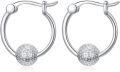 wholesale 925 Sterling Silver Hoop Earrings with Crystal Golf Ball Design - Perfect Gift for Mom on Mothers Day or Her Birthday-0-0