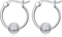wholesale 925 Sterling Silver Hoop Earrings with Crystal Golf Ball Design - Perfect Gift for Mom on Mothers Day or Her Birthday-Golf