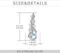 wholesale 925 Sterling Silver Moonstone Swirl Star Drop Dangle Hook Studs Hoop Earrings for Women Girls  4cm Long-0-3