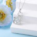 wholesale Sterling Silver Lab Grown Diamond Cat Birth Flower Necklace for Women-0-16